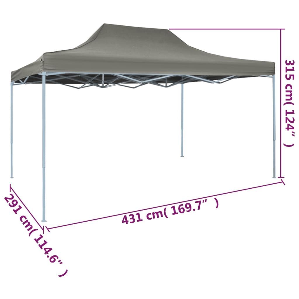 dimensions Tente pliable escamotable anthracite 3x4,5m 